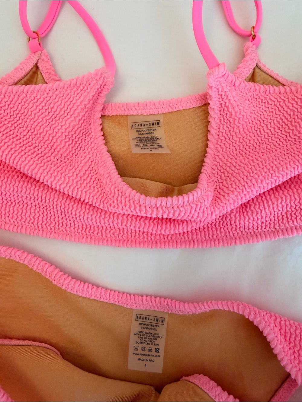 Pink Textured Two-Piece Bikini Set - Picture 2 of 3